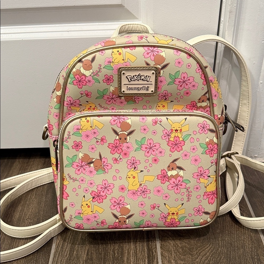 Pokemon Loungefly Floral Sakura Pikachu Evee Backpack